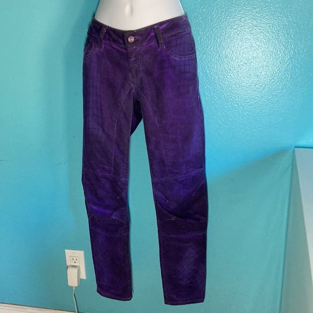 !iTEM Denim Purple Patterned Jeans 26 Low Rise Moto Biker Archive Cyberpunk Y2K